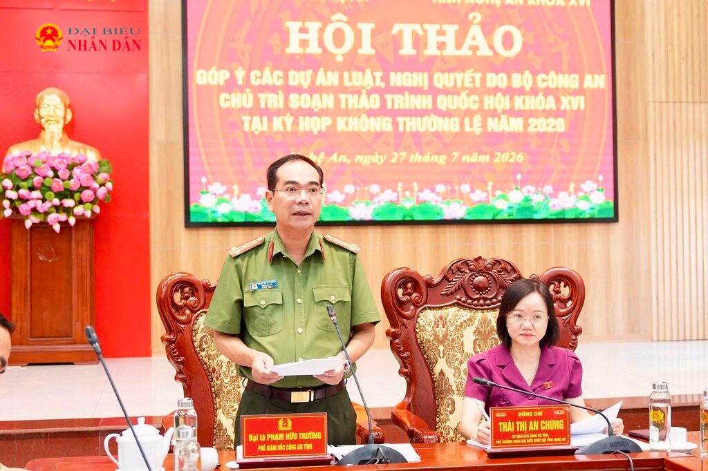Đoàn ĐBQH tỉnh Nghệ An phối hợp Công an tỉnh Nghệ An tổ chức Hội thảo góp ý các dự án Luật, Nghị quyết trình tại Kỳ họp không thường lệ thứ Nhất.
