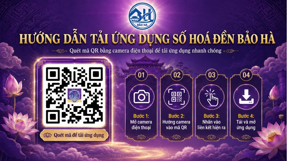 Hướng dẫn tải ứng dụng số Đền Bảo Hà.