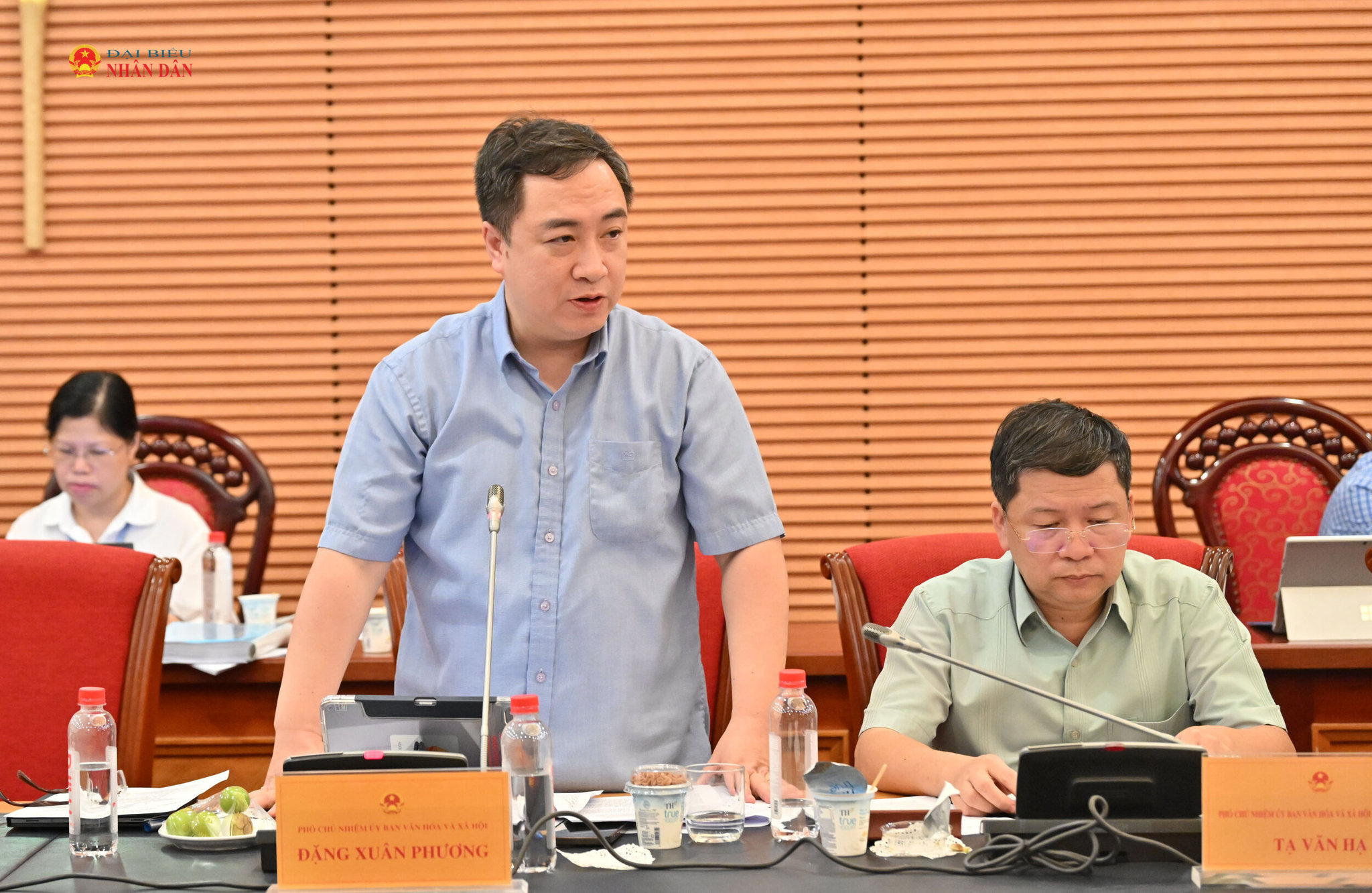 Phó Chủ nhiệm Ủy ban Văn hóa và Xã hội Đặng Xuân Phương phát biểu tại phiên họp