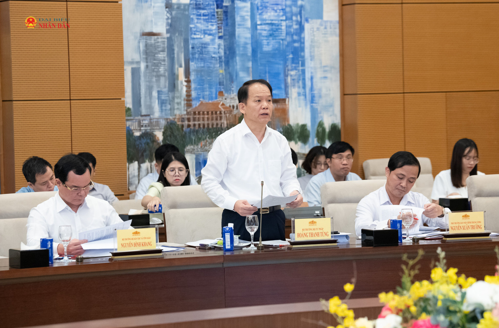 Bộ trưởng Bộ Tư pháp Hoàng Thanh Tùng phát biểu