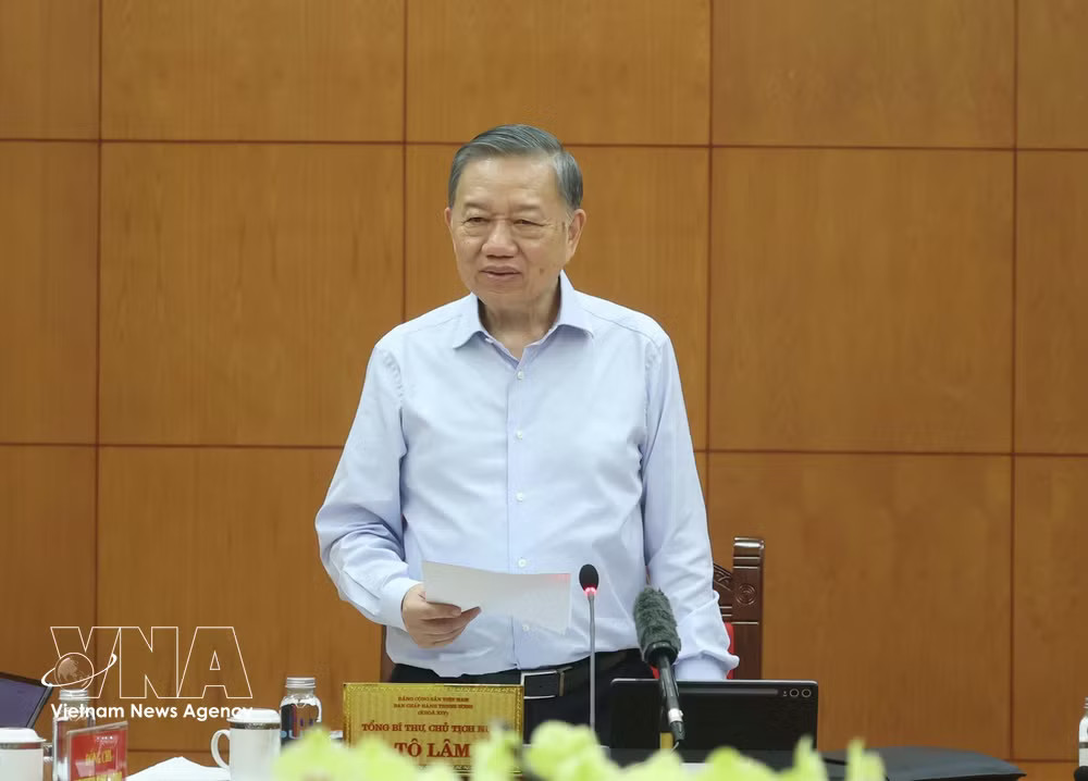 General Secretary of the Communist Party of Vietnam (CPV) Central Committee and President To Lam speaks at the meeting (Photo: VNA) vnanet-tl2.jpg