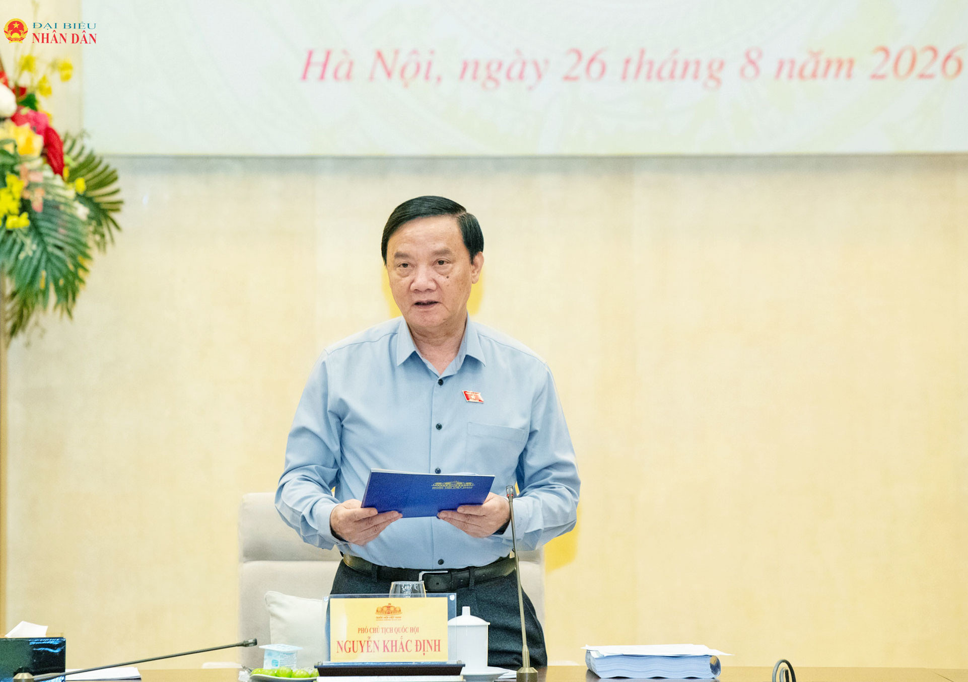 Phó Chủ tịch Quốc hội Nguyễn Khắc Định phát biểu