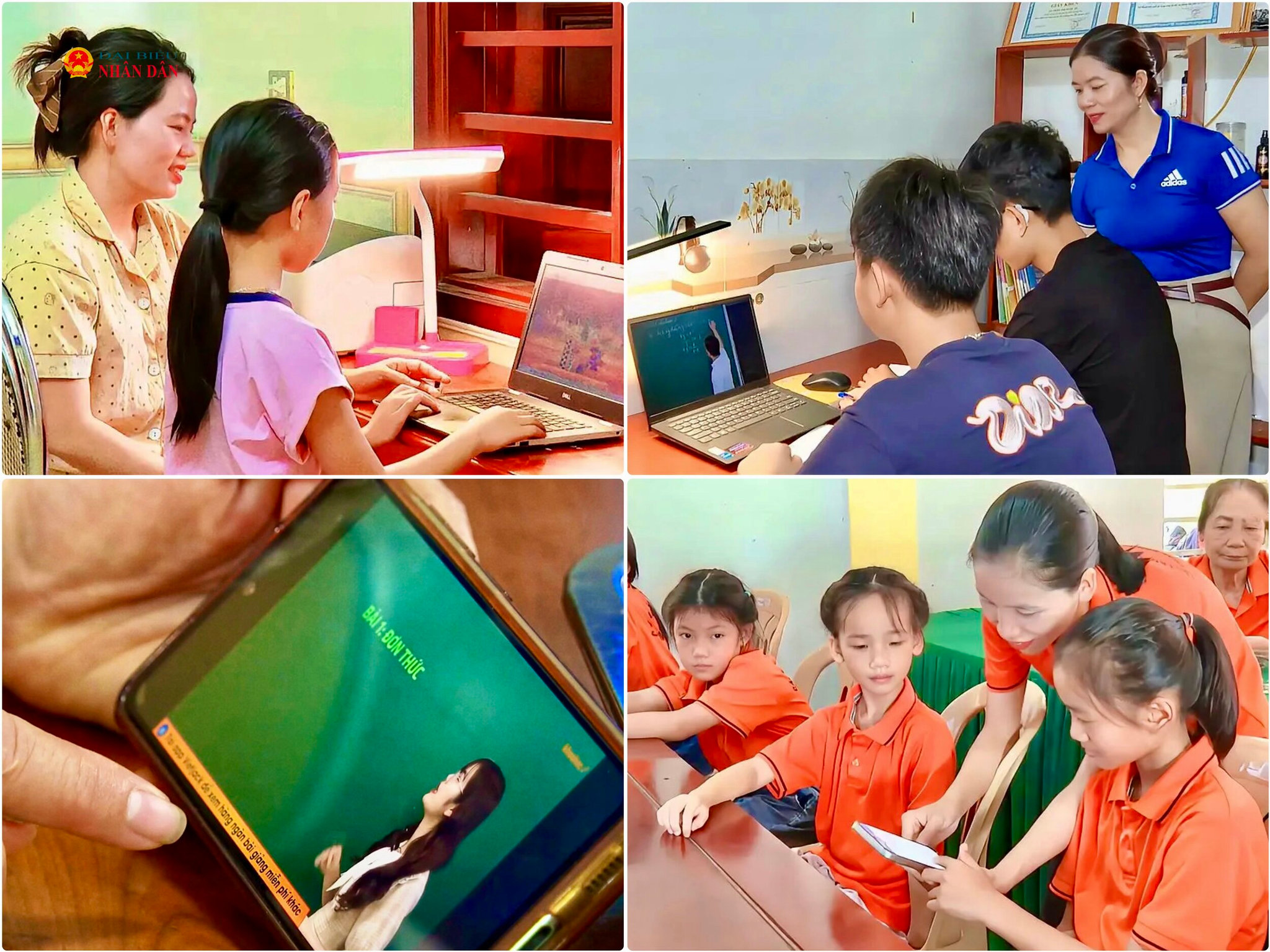 Các thành viên gia đình cùng học hỏi, chia sẻ kỹ năng số