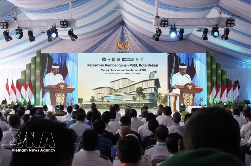 A view of the groundbreaking ceremony of the waste-to-energy (PSEL) facility in Bekasi city (Photo: VNA)