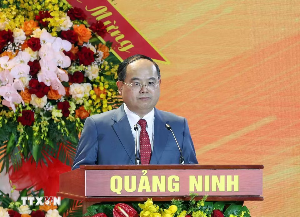 Bí thư Thành ủy Quảng Ninh Quản Minh Cường phát biểu