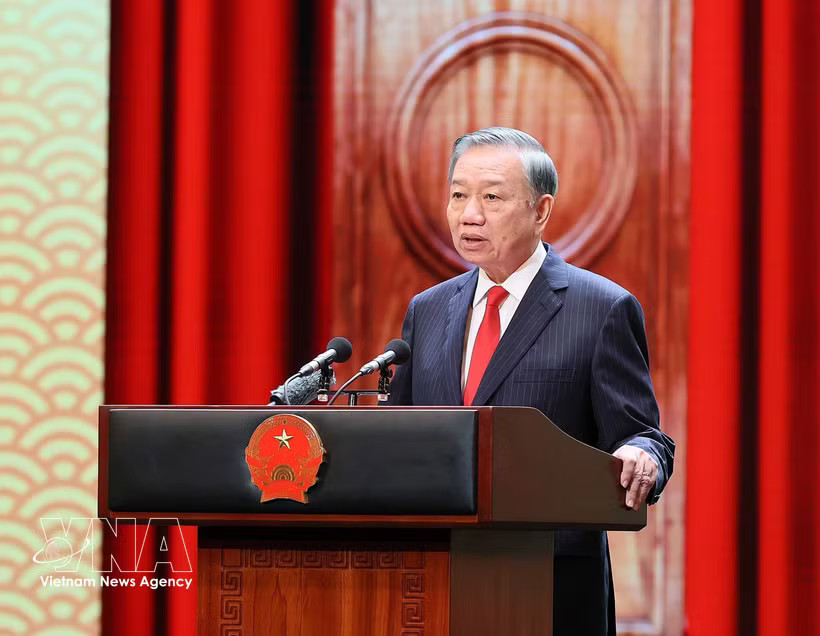 General Secretary of the Communist Party of Vietnam Central Committee and President To Lam delivers a speech at the ceremony marking the 81st anniversary of Vietnam's National Day (September 2, 1945–2026) at the Ho Guom Opera House in Hanoi on the evening of August 28, 2026. (Photo: VNA)