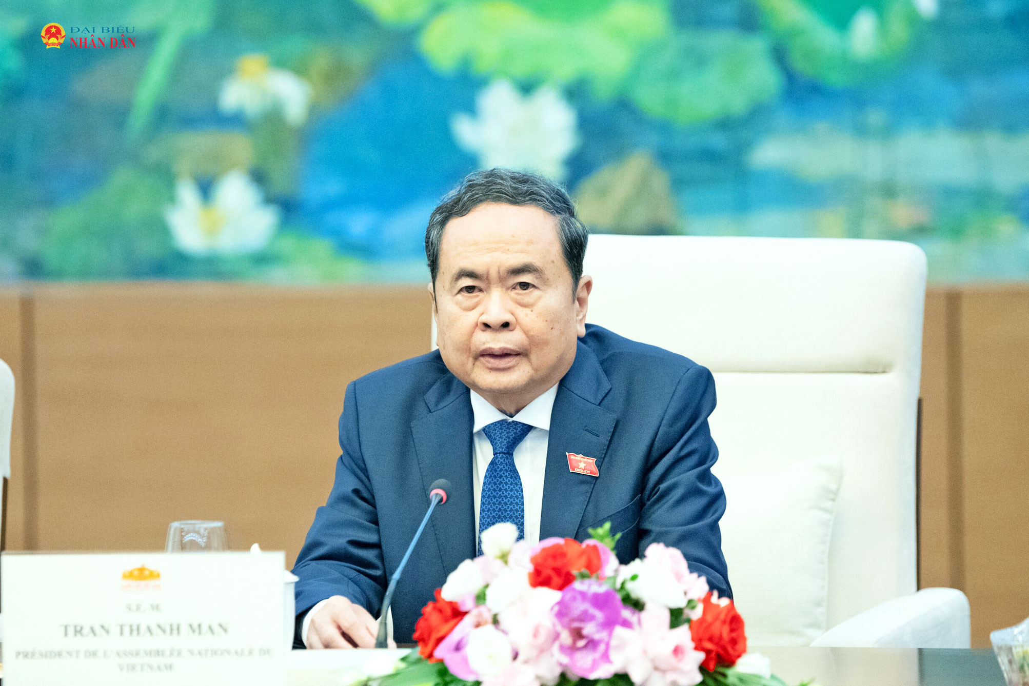 Chủ tịch Quốc hội Trần Thanh Mẫn phát biểu tại cuộc tiếp