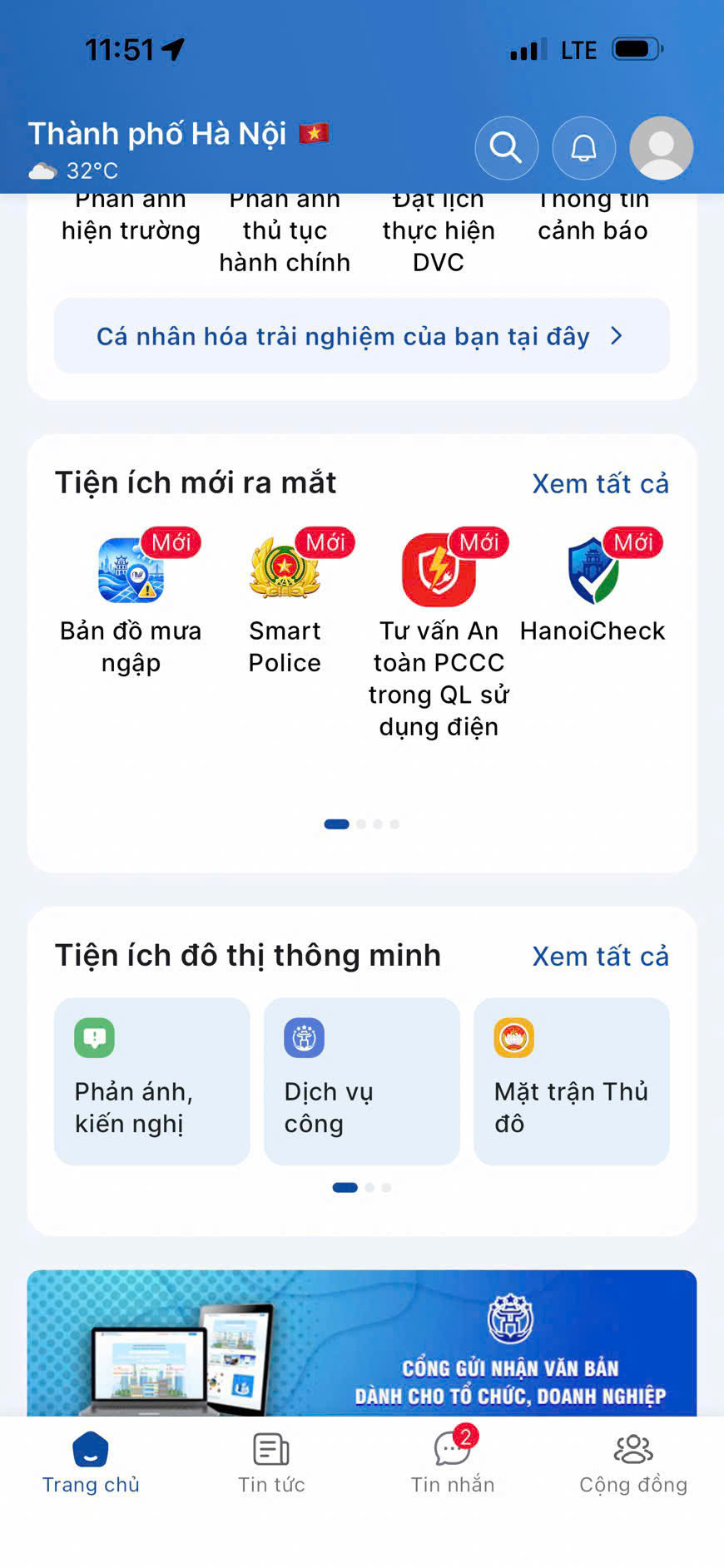Mini app ”Bản đồ mưa ngập” trên ứng dụng iHanoi dành cho hàng triệu công dân, lái xe và du khách trên địa bàn thành phố sử dụng điện thoại thông minh