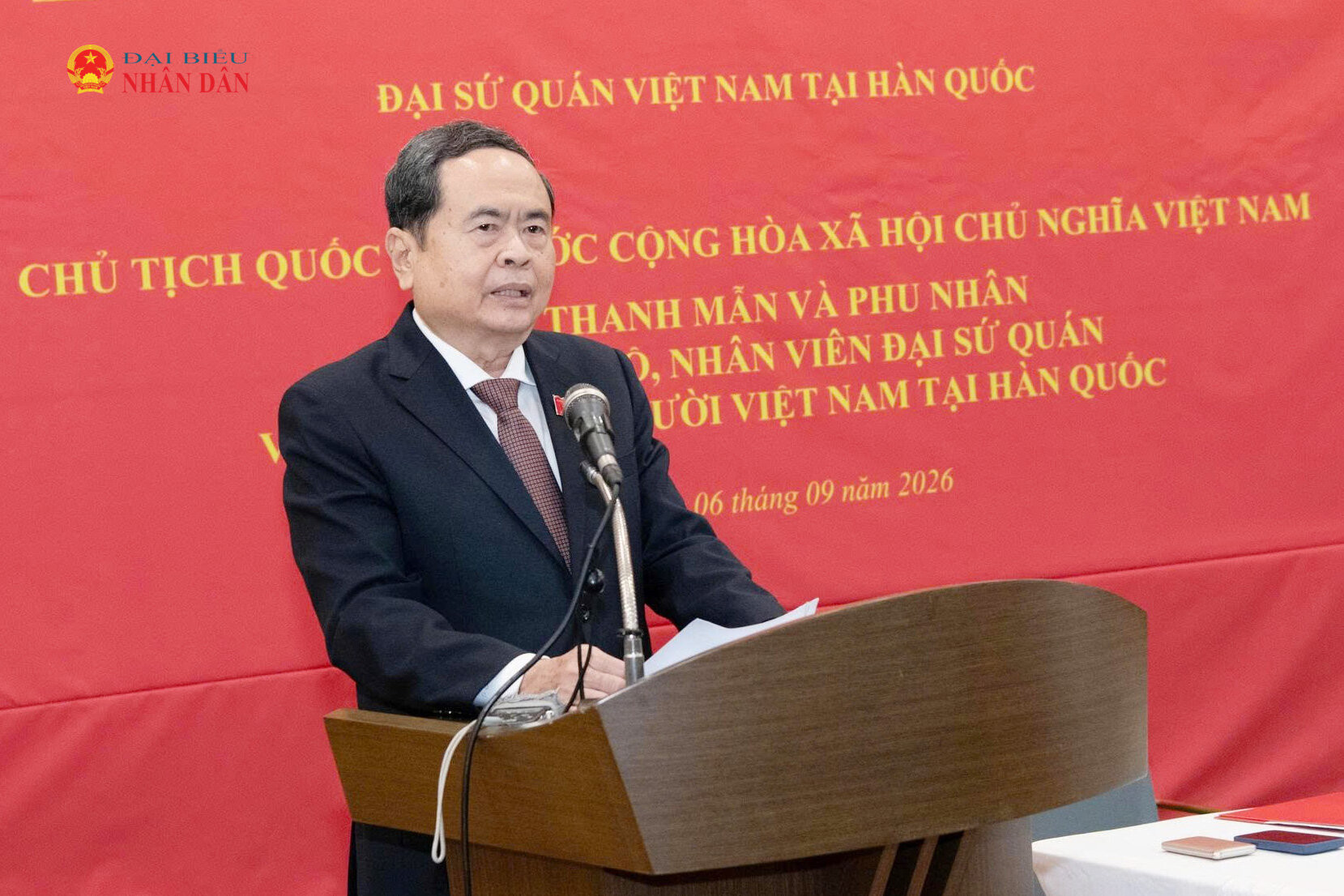 Chủ tịch Quốc hội Trần Thanh Mẫn phát biểu tại cuộc gặp