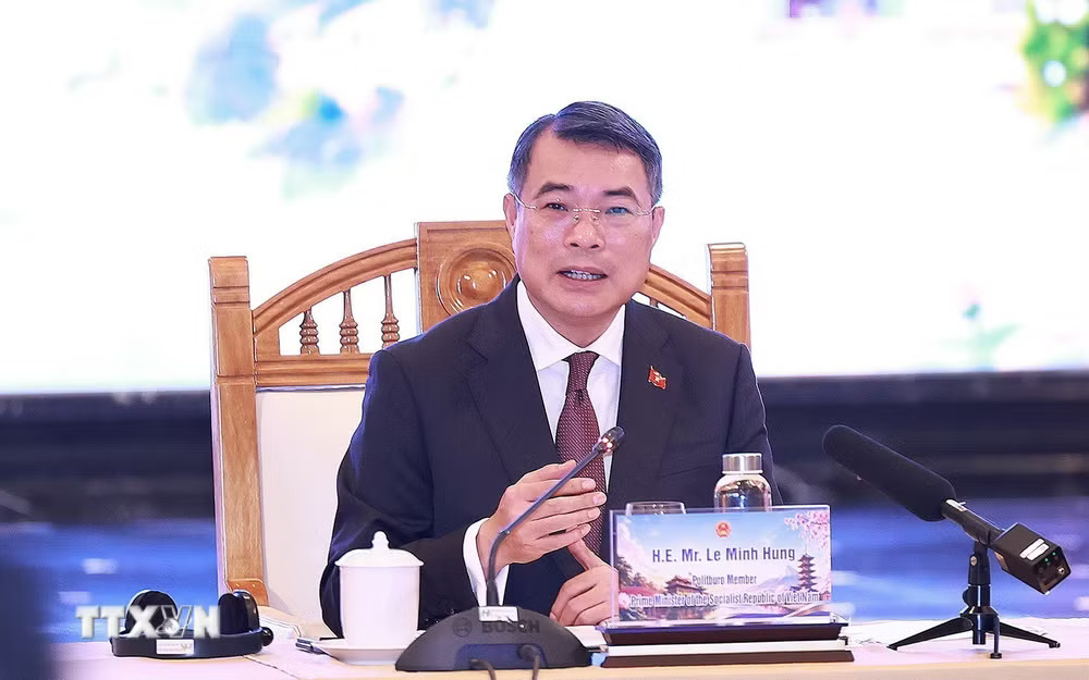 Thủ tướng Lê Minh Hưng phát biểu tại cuộc làm việc với các doanh nghiệp Nhật Bản tại Việt Nam. (Ảnh: Dương Giang/TTXVN) Thủ tướng Lê Minh Hưng phát biểu tại cuộc làm việc với các doanh nghiệp Nhật Bản tại Việt Nam