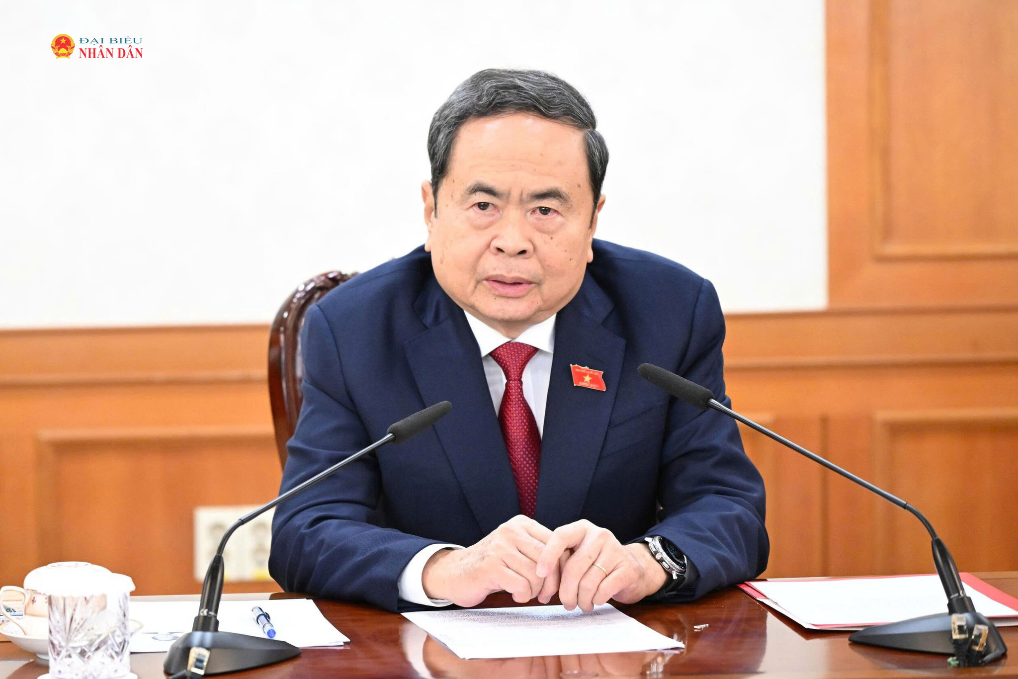 Chủ tịch Quốc hội Trần Thanh Mẫn phát biểu tại cuộc hội kiến.