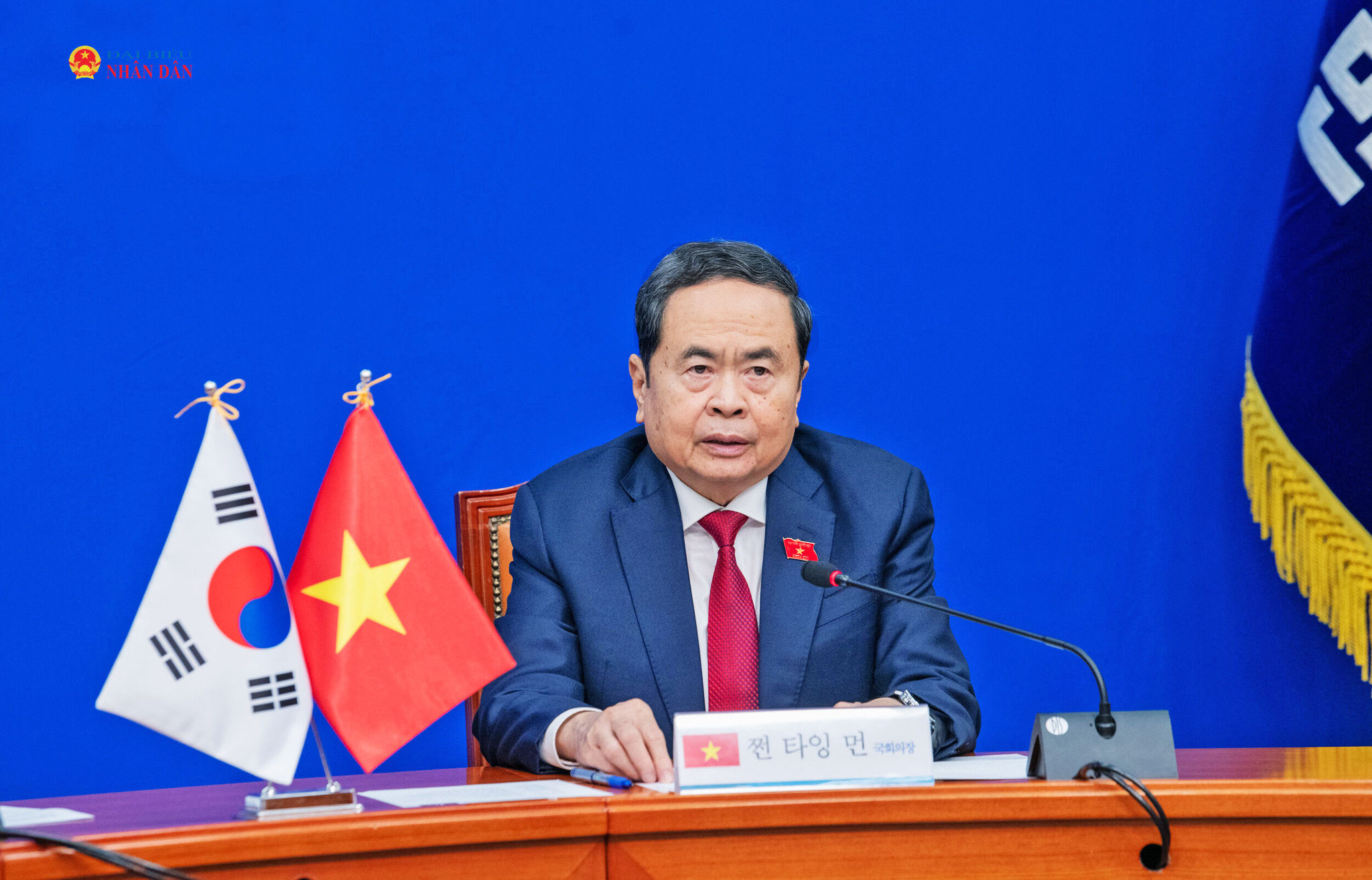 Chủ tịch Quốc hội Trần Thanh Mẫn phát biểu tại cuộc tiếp