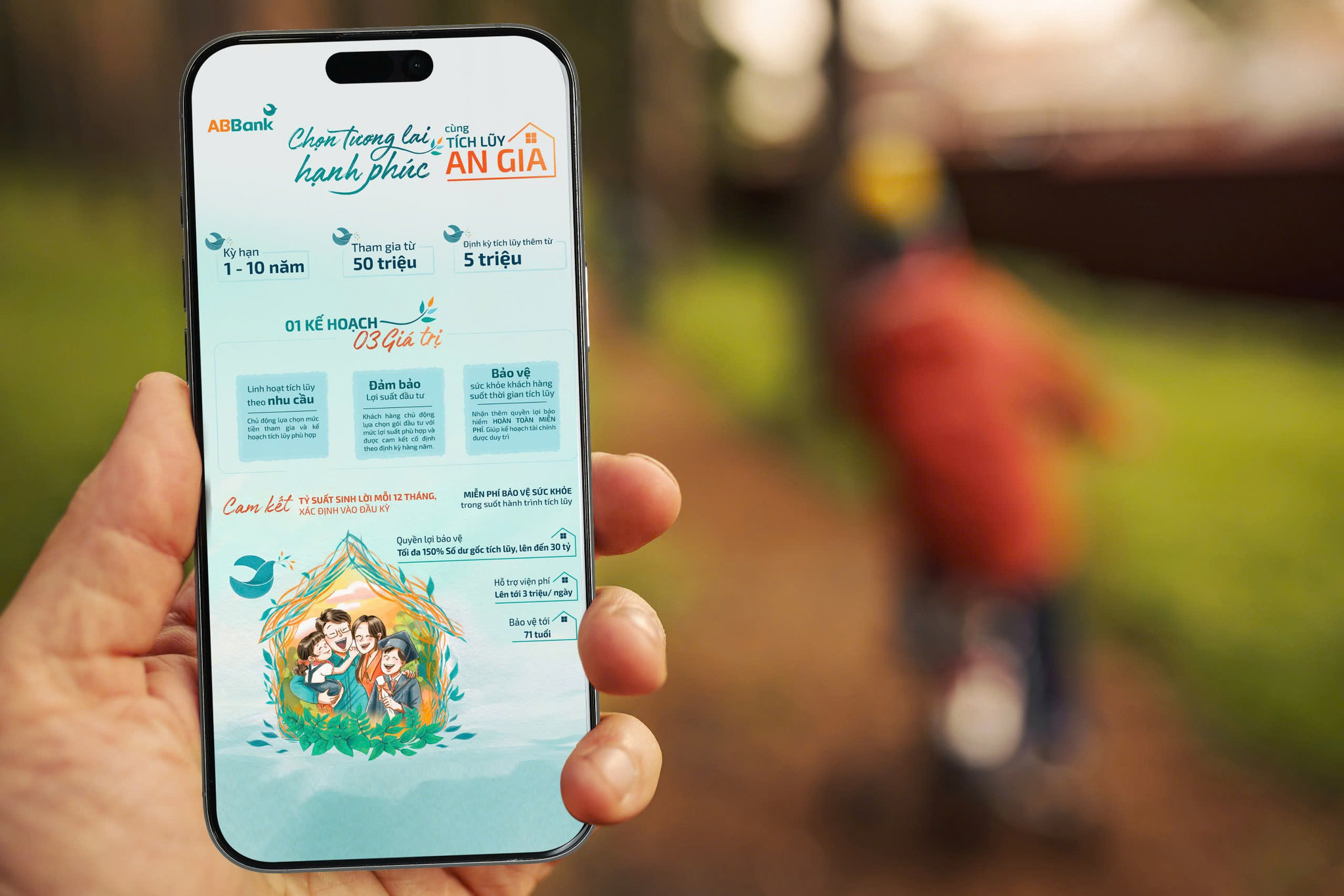 Khách hàng dễ dàng chọn Tích lũy An Gia trên app ABBank