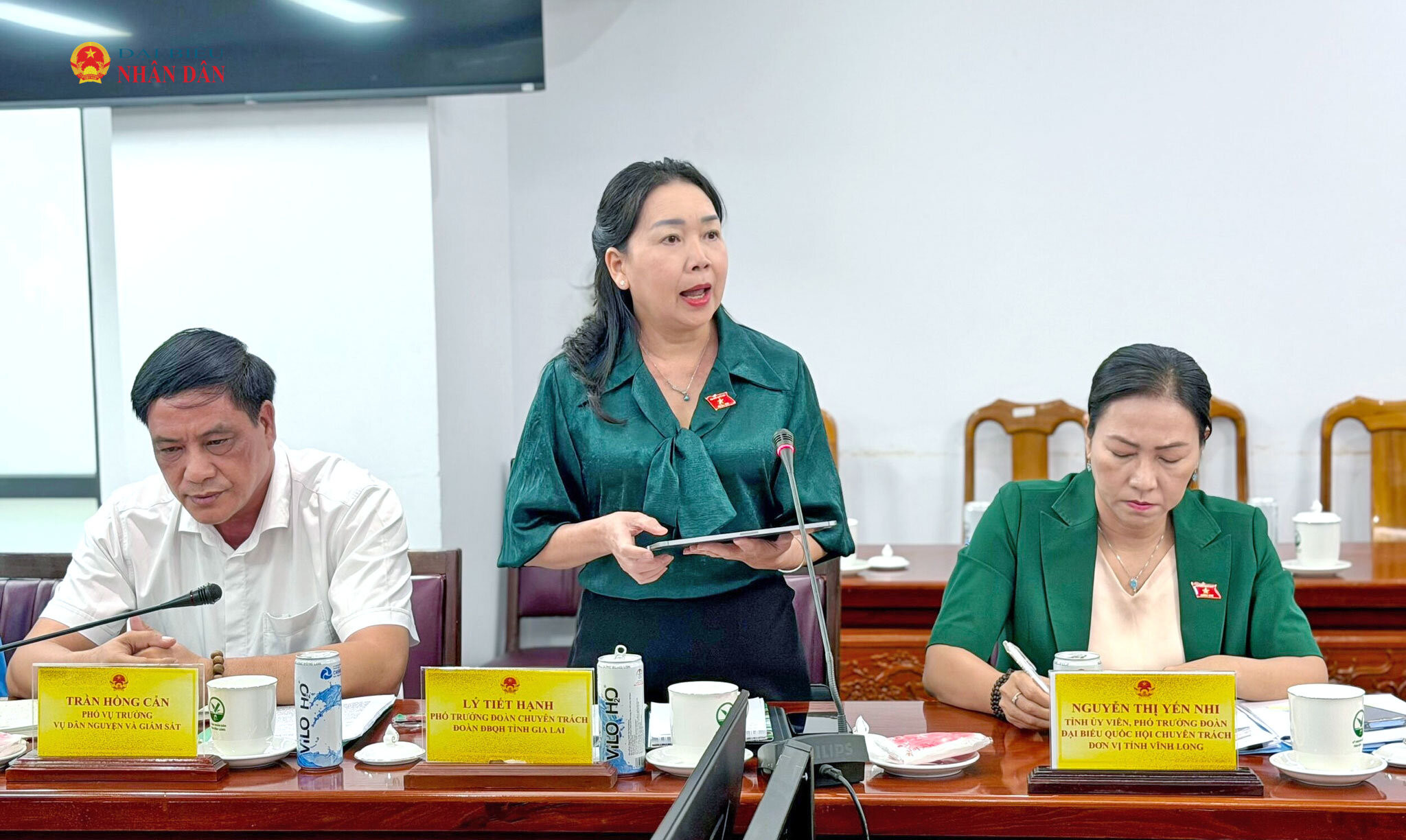 Phó trưởng đoàn chuyên trách Đoàn ĐBQH tỉnh Gia Lai Lý Tiết Hạnh, Thành viên Đoàn giám sát, phát biểu