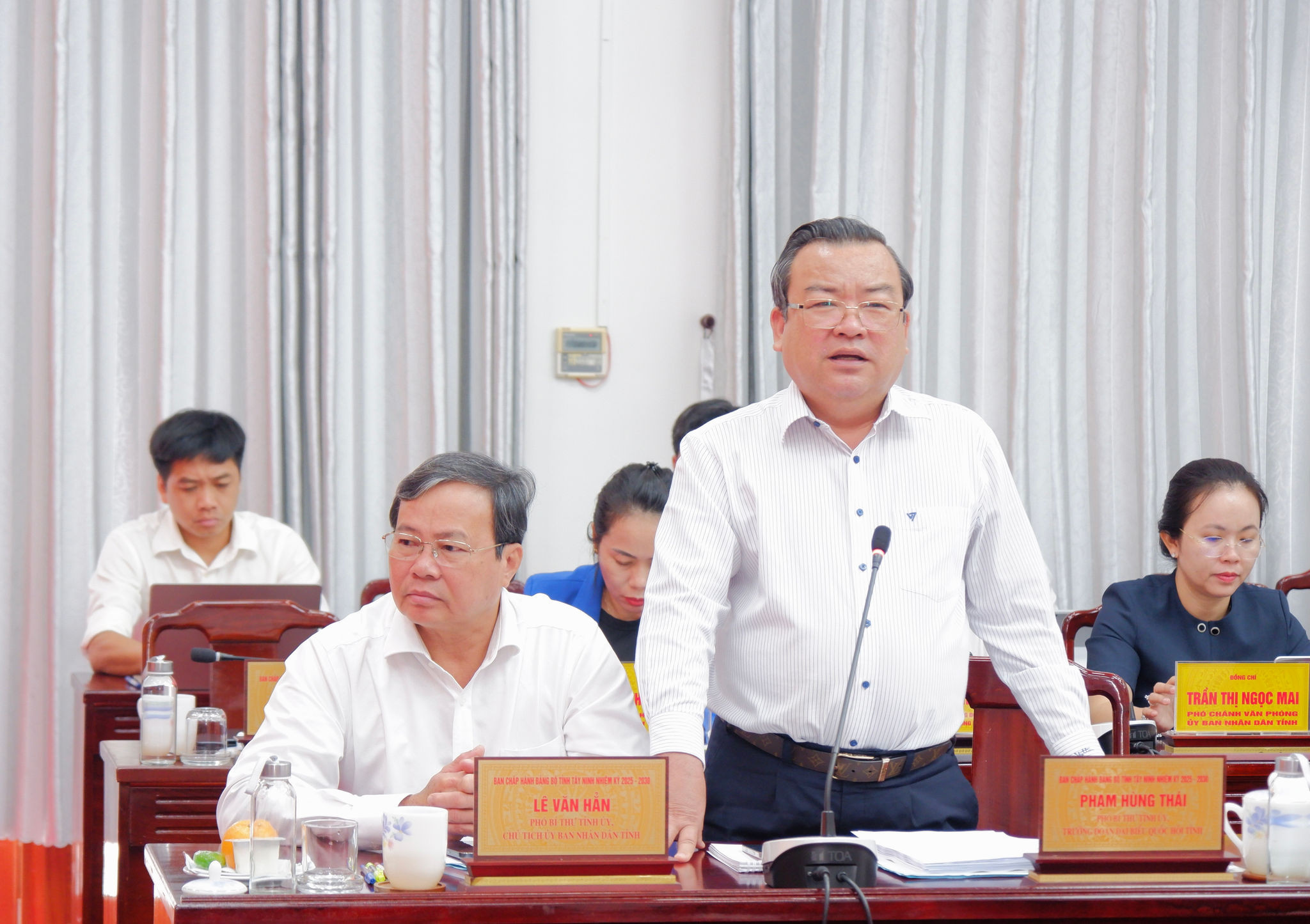 Phó Bí thư tỉnh ủy, Trưởng Đoàn ĐBQH tỉnh Tây Ninh Phạm Hùng Thái phát biểu