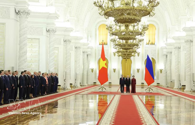 The official welcome ceremony hosted by Russian President Vladimir Putin for General Secretary of the Communist Party of Vietnam Central Committee and President To Lam, his spouse, and the high-ranking Vietnamese delegation on September 9, 2026. (Photo: VNA)