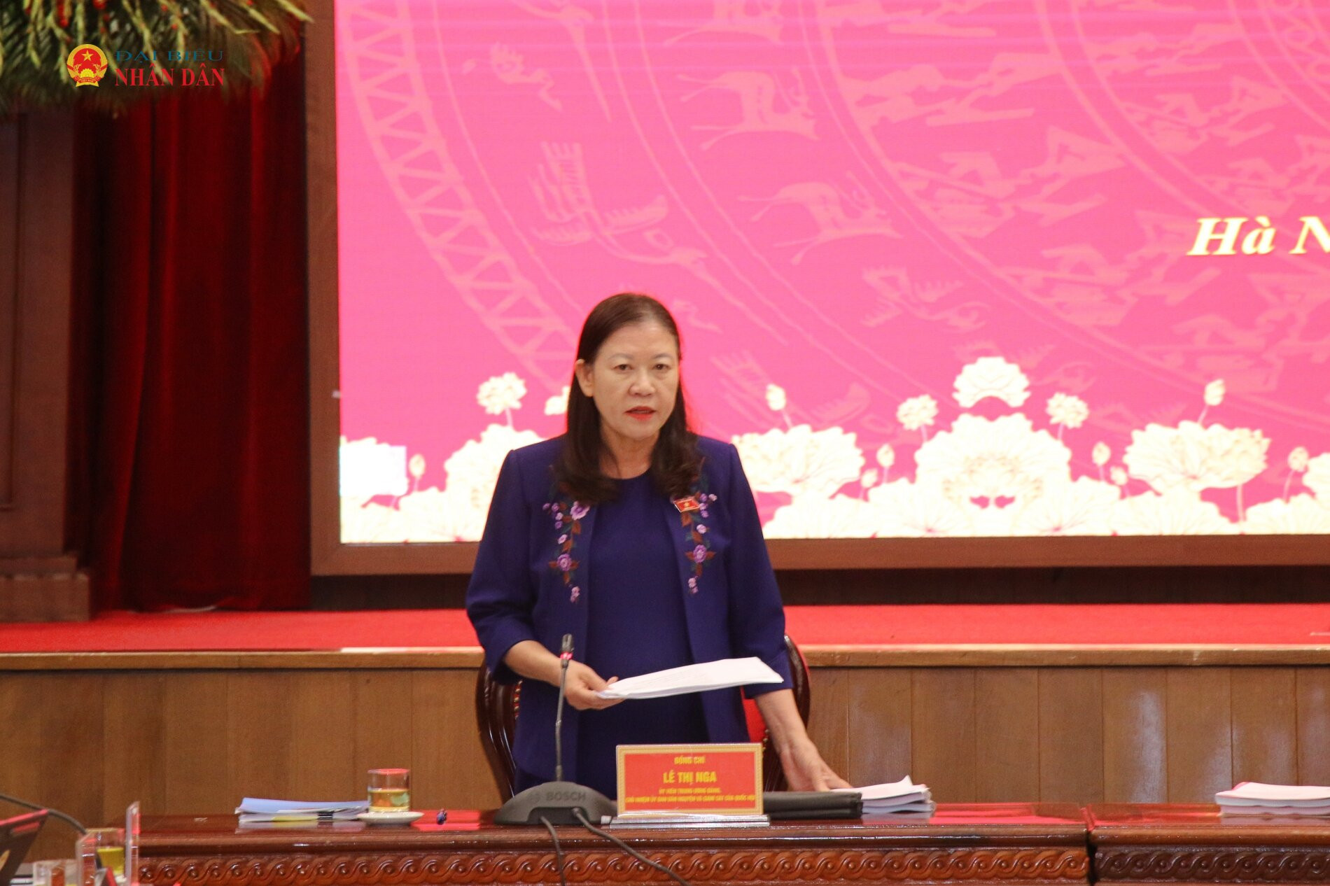 Chủ nhiệm Ủy ban Dân nguyện và Giám sát Lê Thị Nga - Phó Trưởng Ban Chỉ đạo Đề án phát biểu tại buổi làm việc