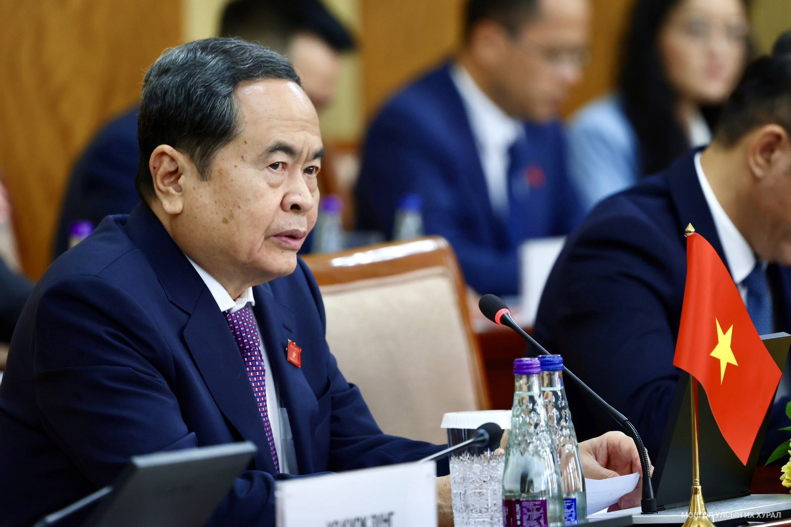 Chủ tịch Quốc hội Trần Thanh Mẫn phát biểu trong cuộc hội đàm với Chủ tịch Quốc hội Mông Cổ Sandag Byambatsogt. Ảnh: Cổng thông tin Quốc hội Mông Cổ
