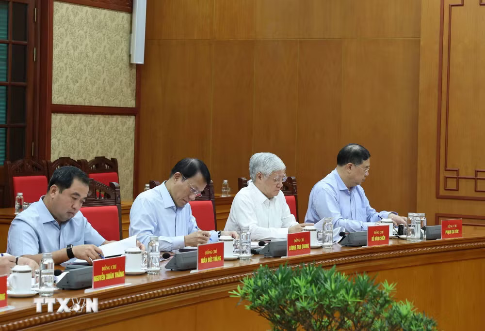 Các đại biểu tham dự cuộc làm việc của Tổng Bí thư, Chủ tịch nước Tô Lâm với Ban Chính sách, chiến lược Trung ương
