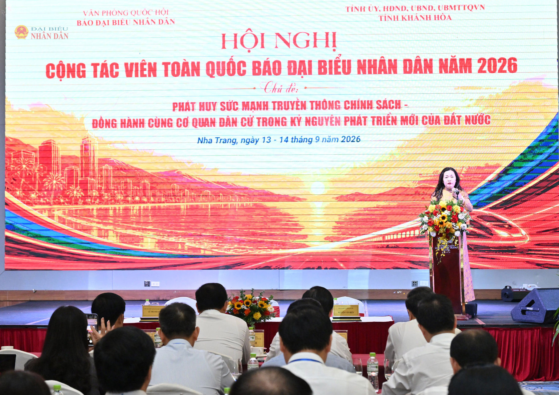 Tổng Biên tập Báo Đại biểu Nhân dân Phạm Thị Thanh Huyền phát biểu khai mạc hội nghị