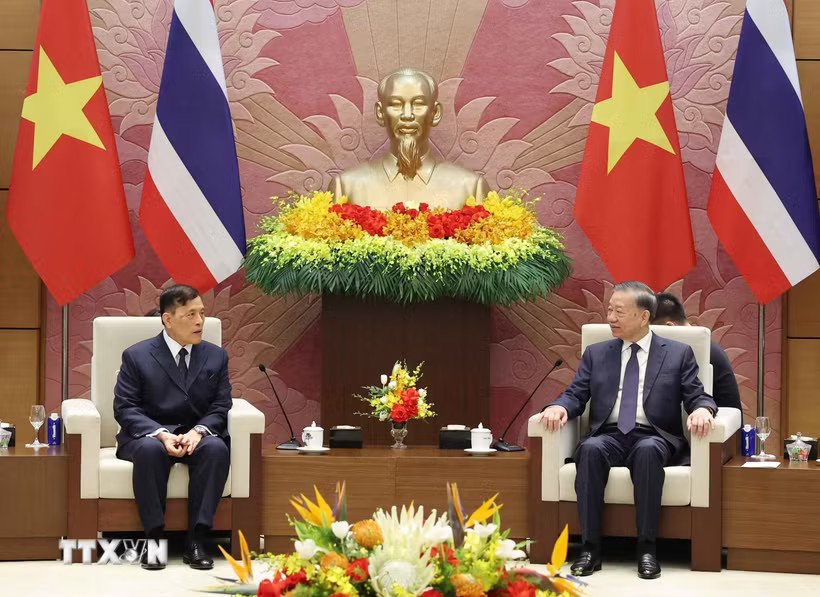Tổng Bí thư, Chủ tịch nước Tô Lâm và Nhà vua Thái Lan Maha Vajiralongkorn Phra Vajiraklaochaoyuhua hội đàm. (Ảnh: Thống Nhất/TTXVN)