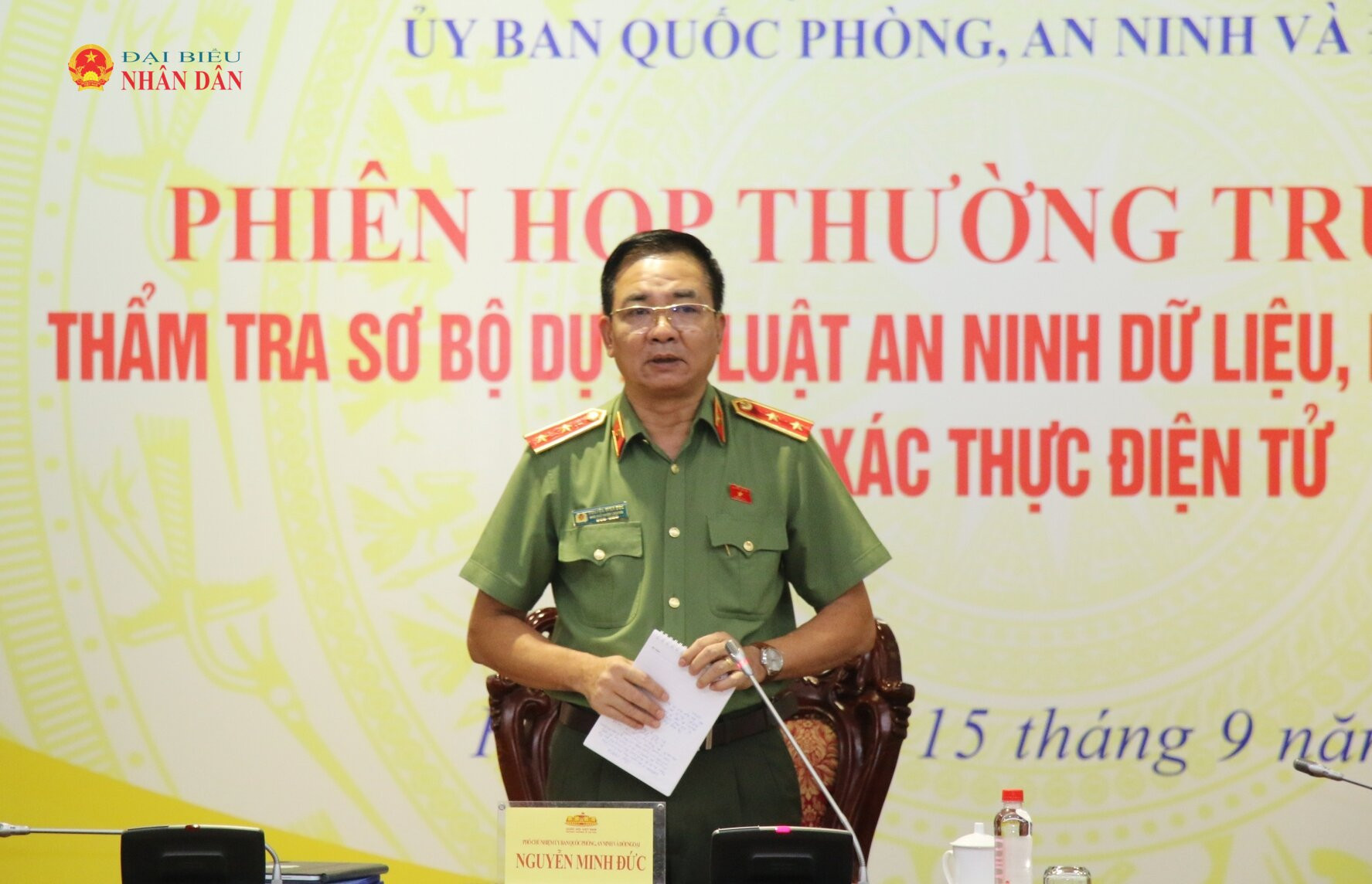 Phó Chủ nhiệm Ủy ban Quốc phòng, An ninh và Đối ngoại, Trung tướng Nguyễn Minh Đức phát biểu