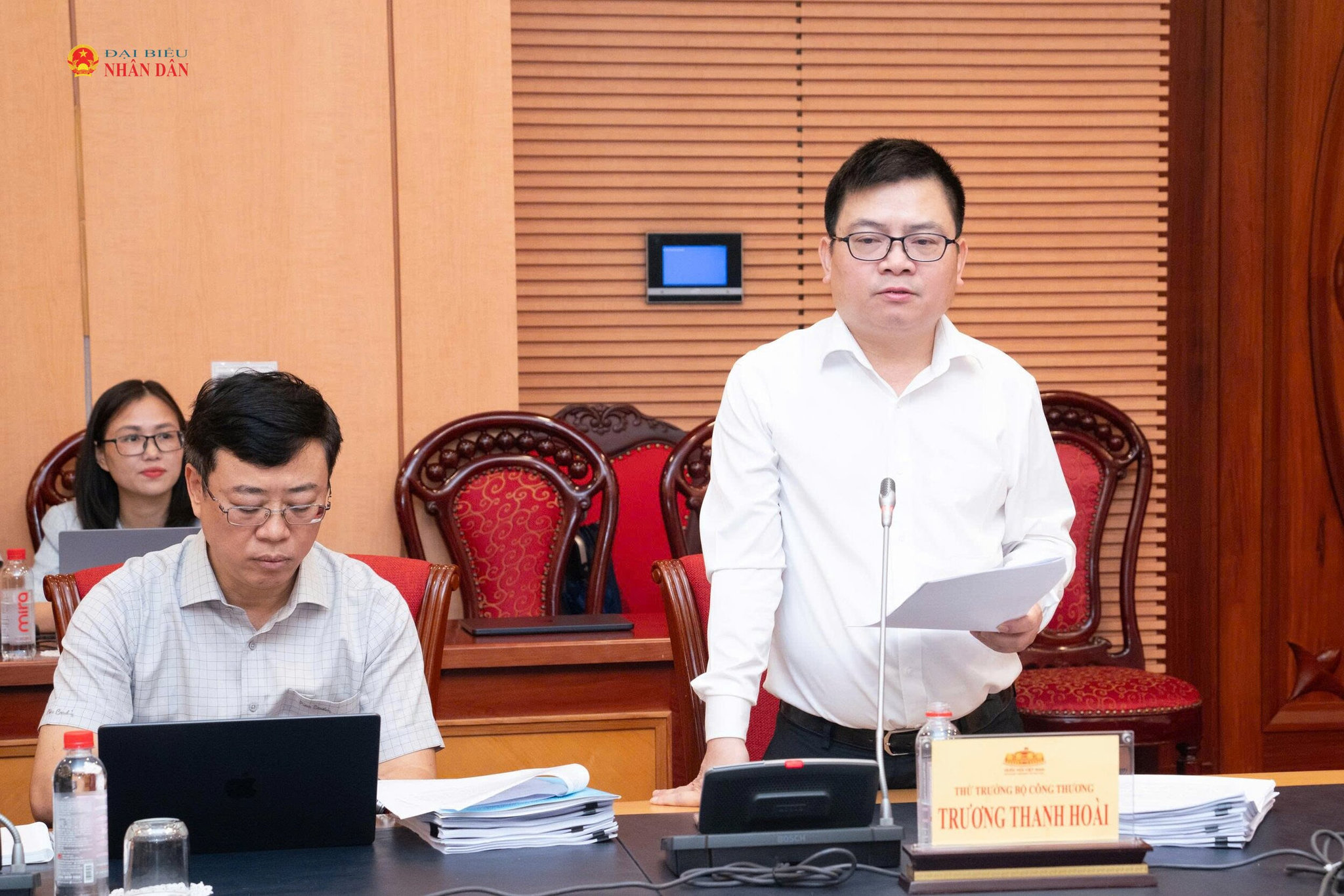 Thứ trưởng Bộ Công thương Trương Thu Hoài trình bày tờ trình dự án Luật