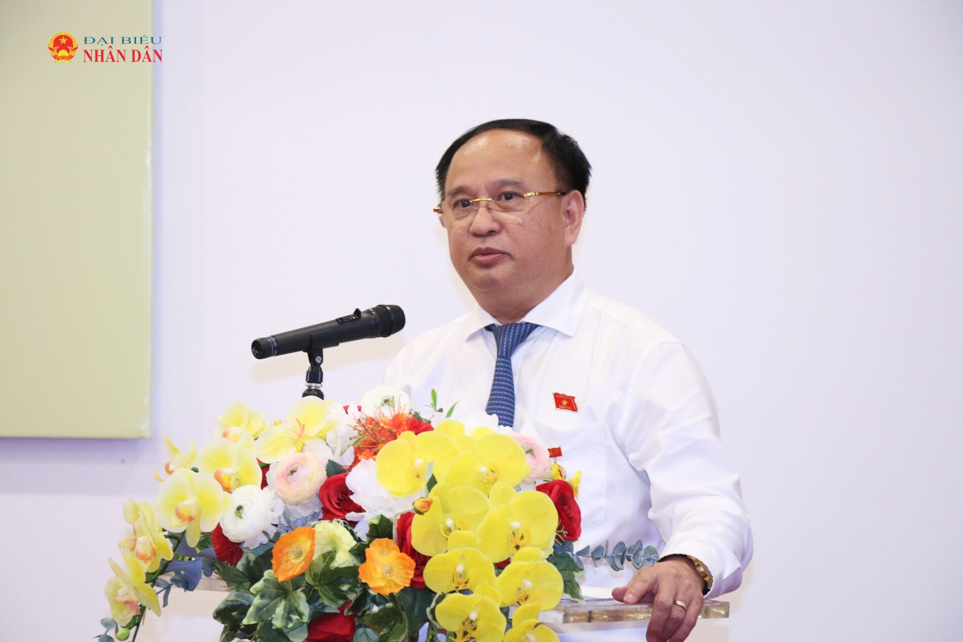 Phó Bí thư Đảng ủy Ủy ban, Bí thư Chi bộ Quốc phòng, Trung tướng Trần Đức Thuận phát biểu