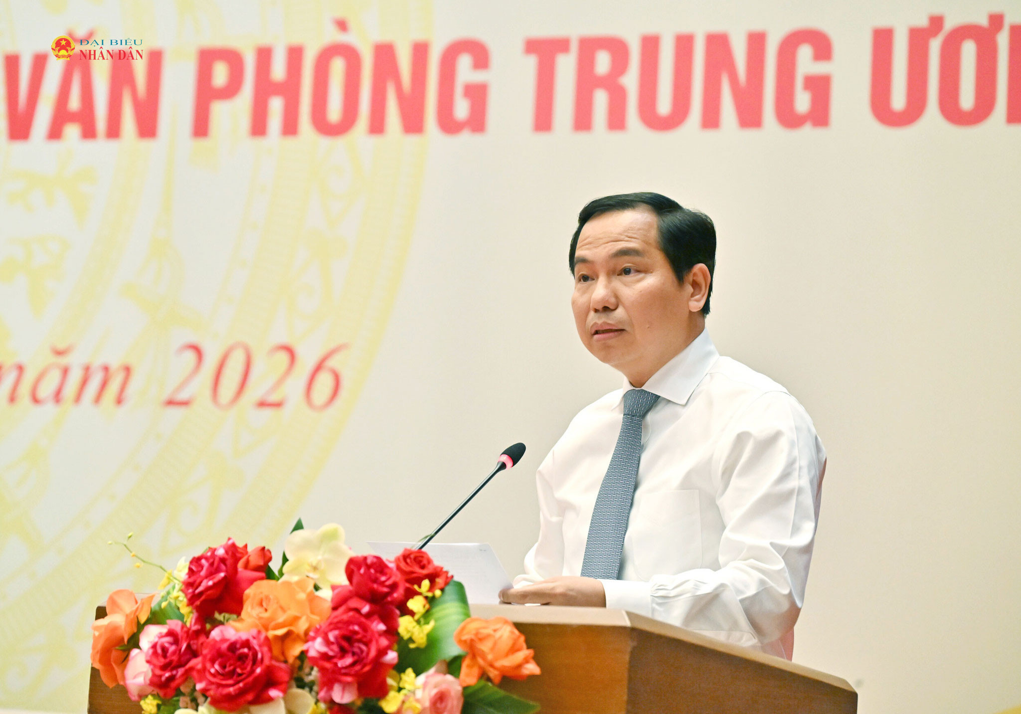 Tổng Thư ký Quốc hội, Chủ nhiệm Văn phòng Quốc hội Lê Quang Mạnh phát biểu tại Lễ ký Quy chế phối hợp công tác.