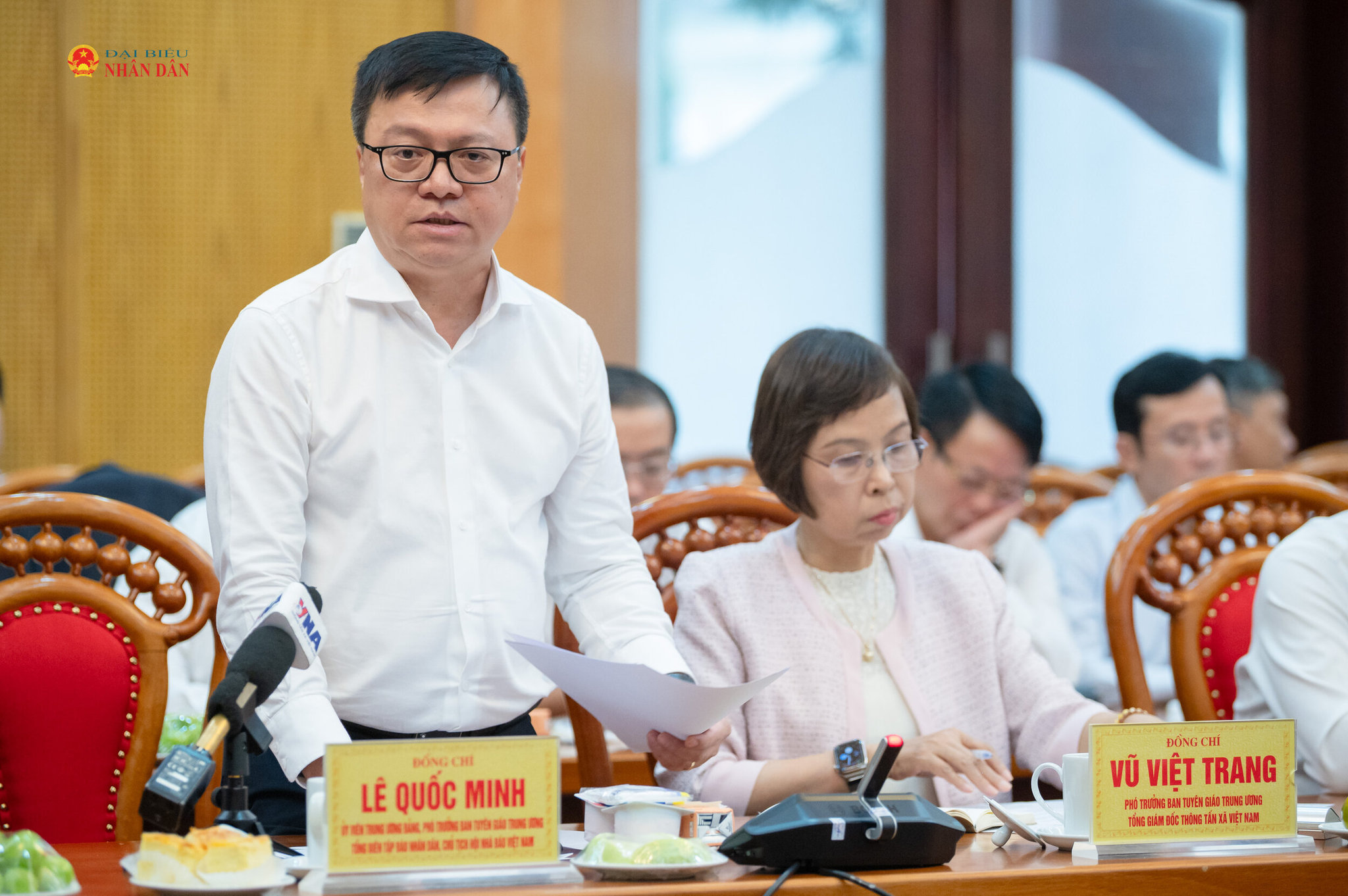 Phó Trưởng Ban Tuyên giáo Trung ương, Tổng Biên tập Báo Nhân dân Lê Quốc Minh phát biểu