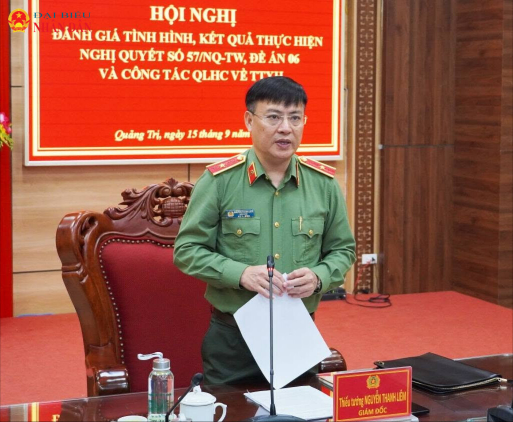 Đại biểu Quốc hội, Giám đốc Công an tỉnh Quảng Trị, Thiếu tướng Nguyễn Thanh Liêm phát biểu kết luận tại Hội nghị