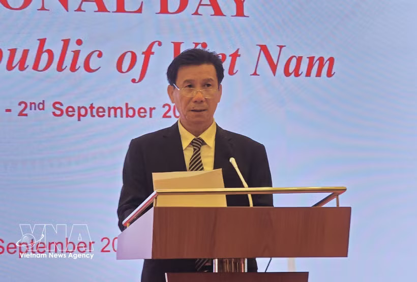 Vietnamese Ambassador to Indonesia Ta Van Thong speaks at the ceremony celebrating the 81st anniversary of Vietnam’s National Day (September 2, 1945–2026), held by the Vietnamese Embassy in Indonesia on September 16. (Photo: VNA)