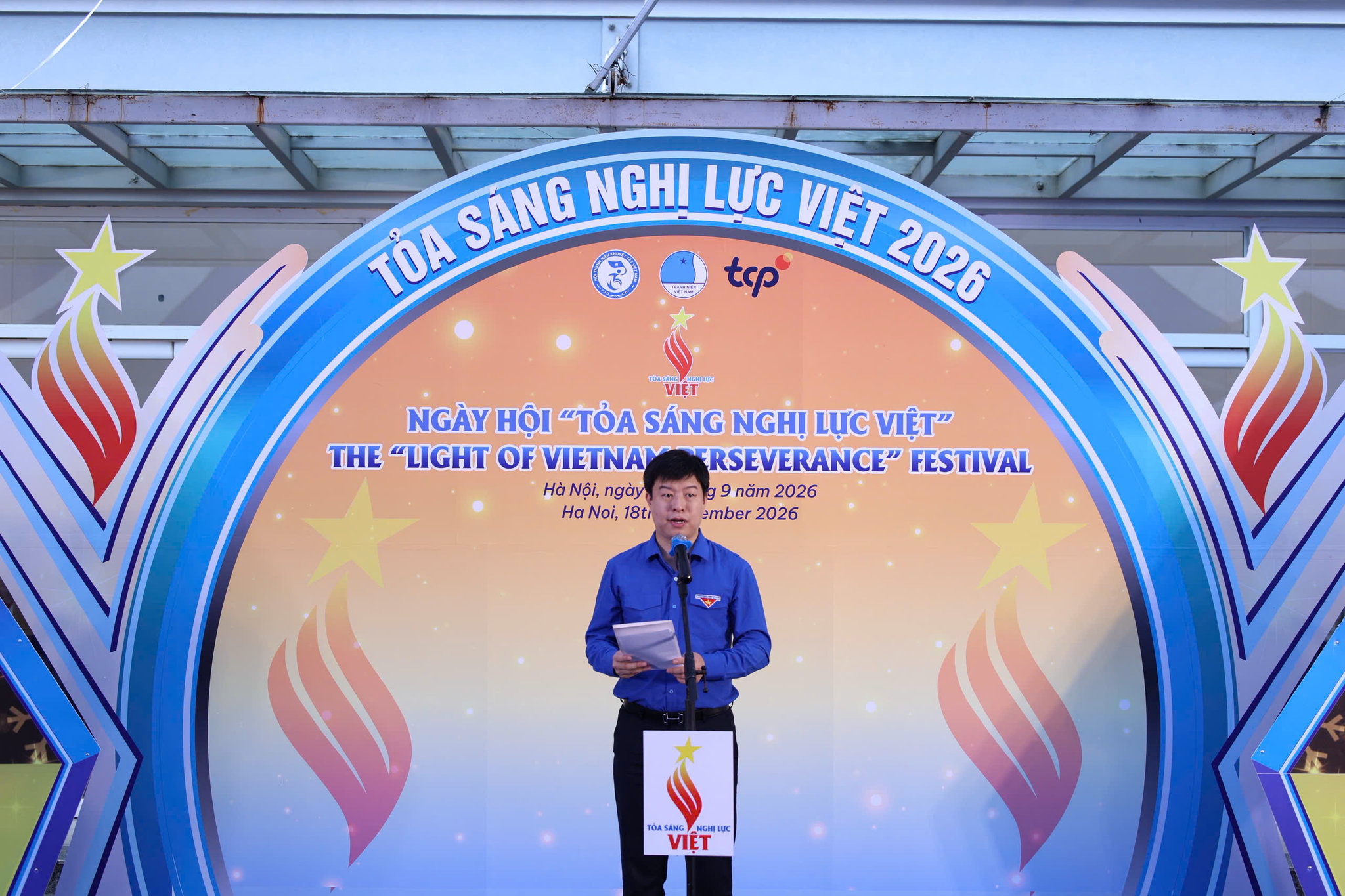 Anh Lê Hải Long - Uỷ viên BTV, Trưởng ban Công tác Thanh thiếu nhi Trung ương Đoàn, Phó Chủ tịch Thường trực Trung ương Hội LHTN Việt Nam phát biểu