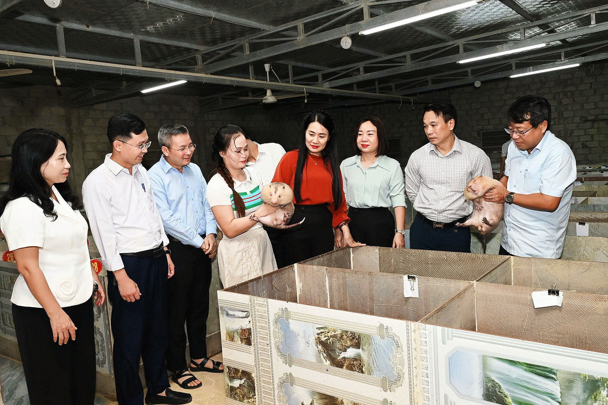 Phó Chủ tịch Thường trực HĐND tỉnh Hà Tĩnh Dương Tất Thắng cùng các đại biểu khảo sát mô hình nuôi dúi má đào