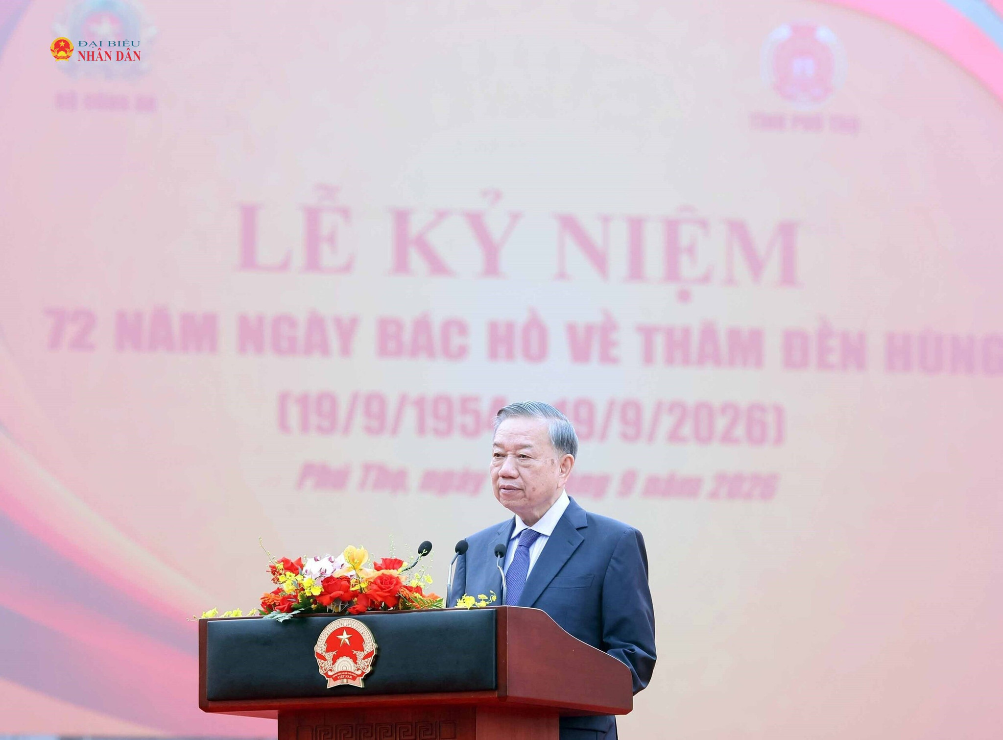 Tổng Bí thư, Chủ tịch nước Tô Lâm phát biểu tại Lễ kỷ niệm 72 năm Ngày Bác Hồ về thăm Đền Hùng và khánh thành Tượng đài “Bác Hồ với ngày hội non sông”