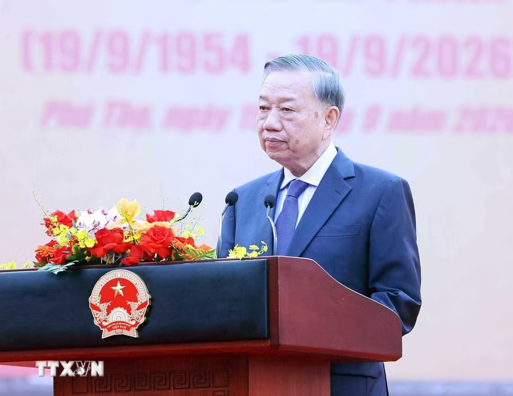 Tổng Bí thư, Chủ tịch nước Tô Lâm phát biểu. (Ảnh: Thống Nhất/TTXVN) Tổng Bí thư, Chủ tịch nước Tô Lâm phát biểu tại Lễ kỷ niệm