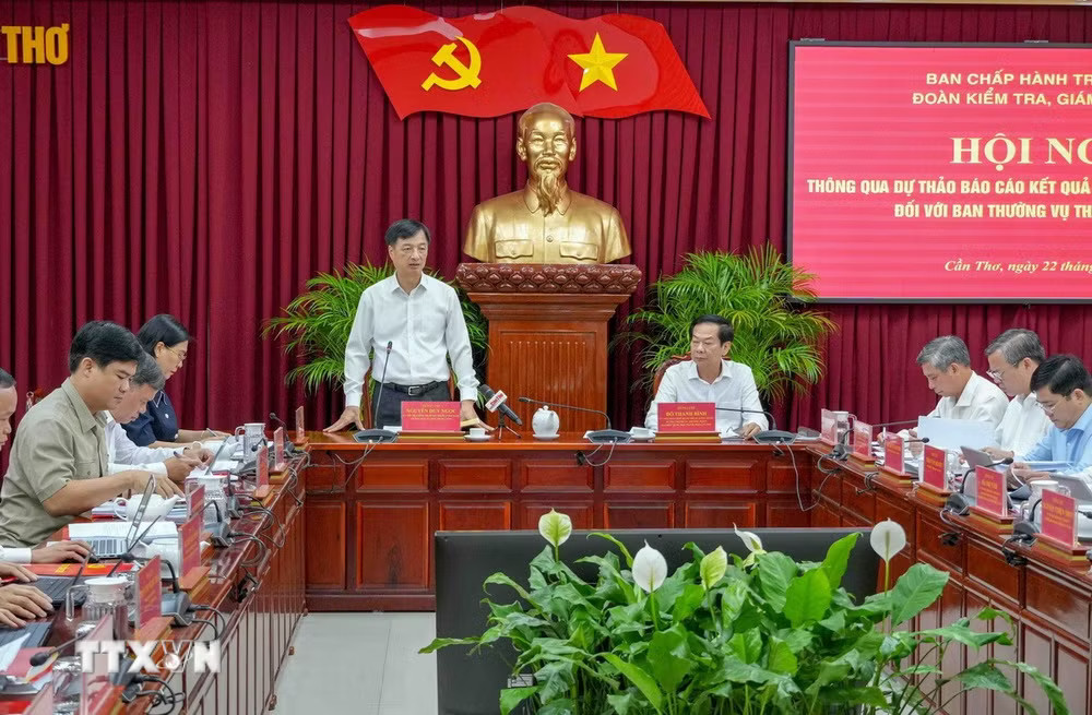 Ủy viên Bộ Chính trị, Bí thư Trung ương Đảng, Trưởng Ban Tổ chức Trung ương Nguyễn Duy Ngọc phát biểu