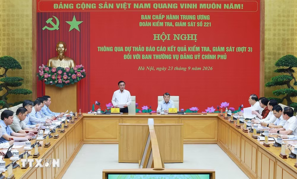 Thường trực Ban Bí thư Trần Cẩm Tú, Trưởng đoàn Kiểm tra, giám sát số 221 phát biểu
