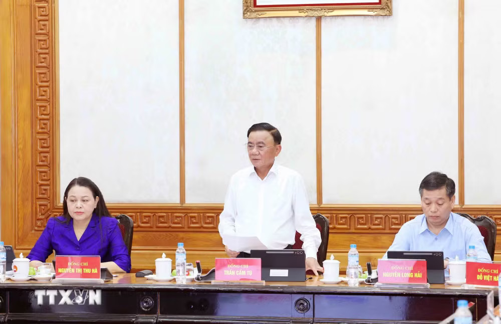 Thường trực Ban Bí thư Trần Cẩm Tú phát biểu chỉ đạo cuộc họp