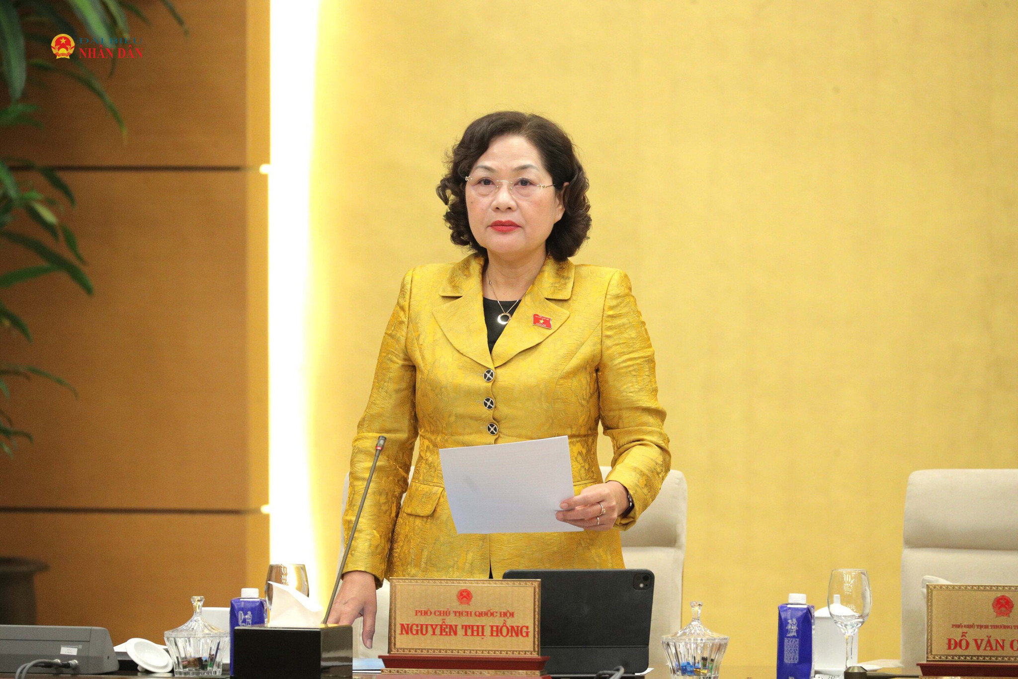 Phó Chủ tịch Quốc hội Nguyễn Thị Hồng phát biểu kết luận phiên họp