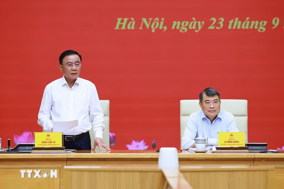 Thường trực Ban Bí thư Trần Cẩm Tú, Trưởng đoàn Kiểm tra, giám sát số 221 phát biểu