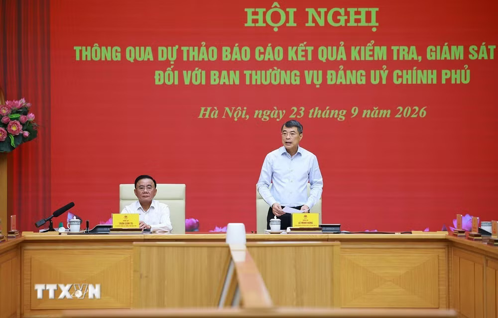 Bí thư Đảng ủy Chính phủ, Thủ tướng Chính phủ Lê Minh Hưng phát biểu