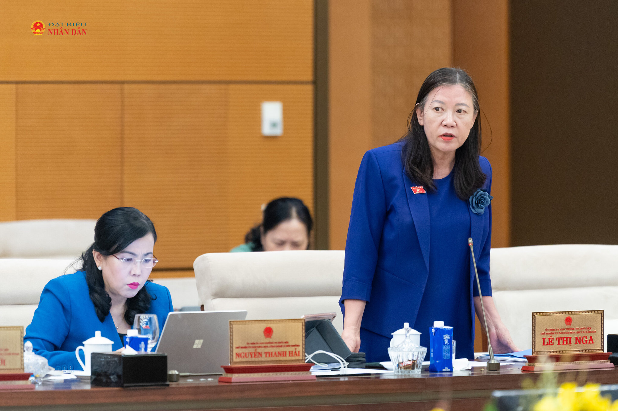 Chủ nhiệm Ủy ban Dân nguyện và Giám sát Lê Thị Nga trình bày tóm tắt báo cáo thẩm tra, đề xuất các vấn đề cần Quốc hội tập trung thảo luận
