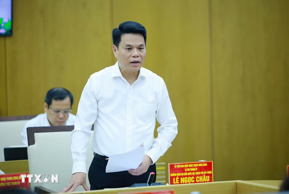 Bí thư Thành ủy Hải Phòng Lê Ngọc Châu phát biểu