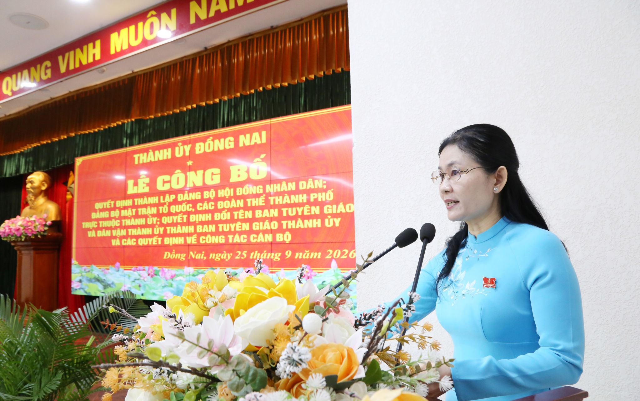 Bí thư Đảng ủy HĐND TP. Đồng Nai Tôn Ngọc Hạnh phát biểu nhận nhiệm vụ