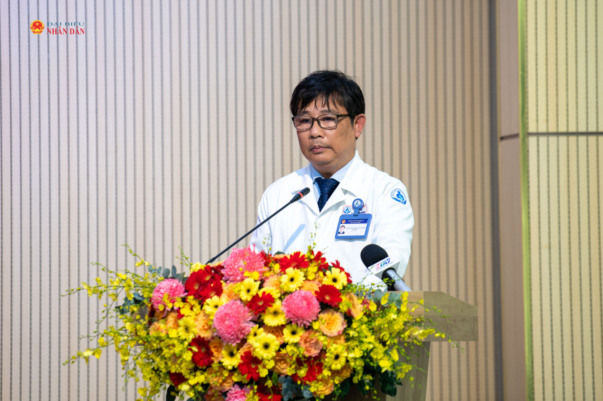 Tiến sĩ, Bác sĩ chuyên khoa II Ngô Ngọc Quang Minh, Giám đốc Bệnh viện Nhi Đồng 1, Thành phố Hồ Chí Minh phát biểu