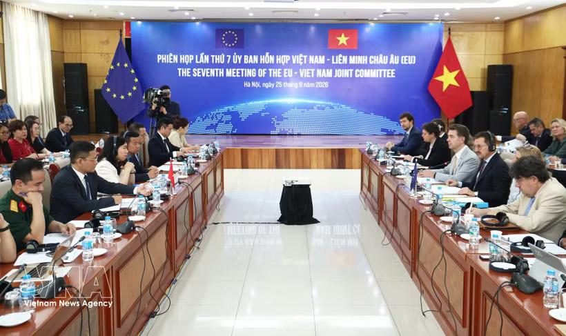 An overview of the 7th meeting of the Vietnam-EU Joint Committee. (Photo: VNA)