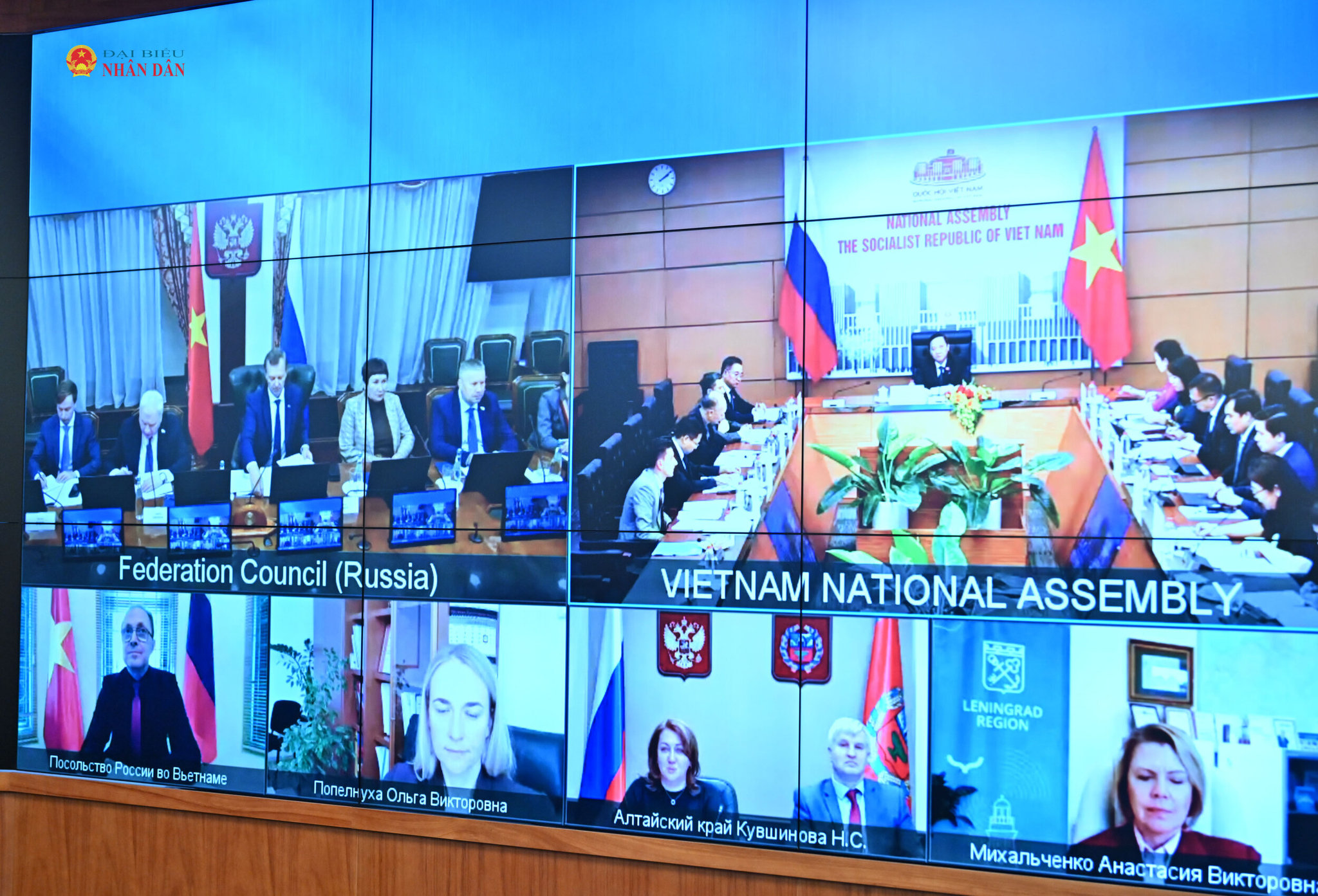 Phó Chủ tịch Quốc hội Nguyễn Khắc Định họp trực tuyến với Nhóm hợp tác với Quốc hội Việt Nam của Hội đồng Liên bang NgaVQK_0266