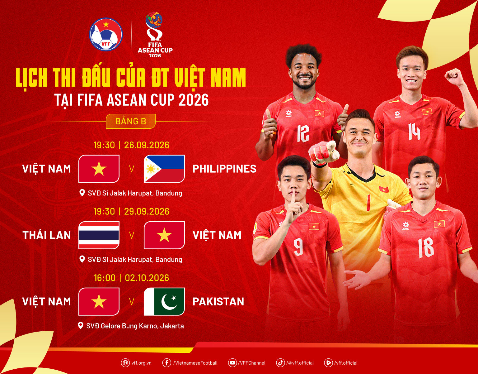 Lịch thi đấu của đội tuyển Việt Nam tại FIFA ASEAN Cup 2026