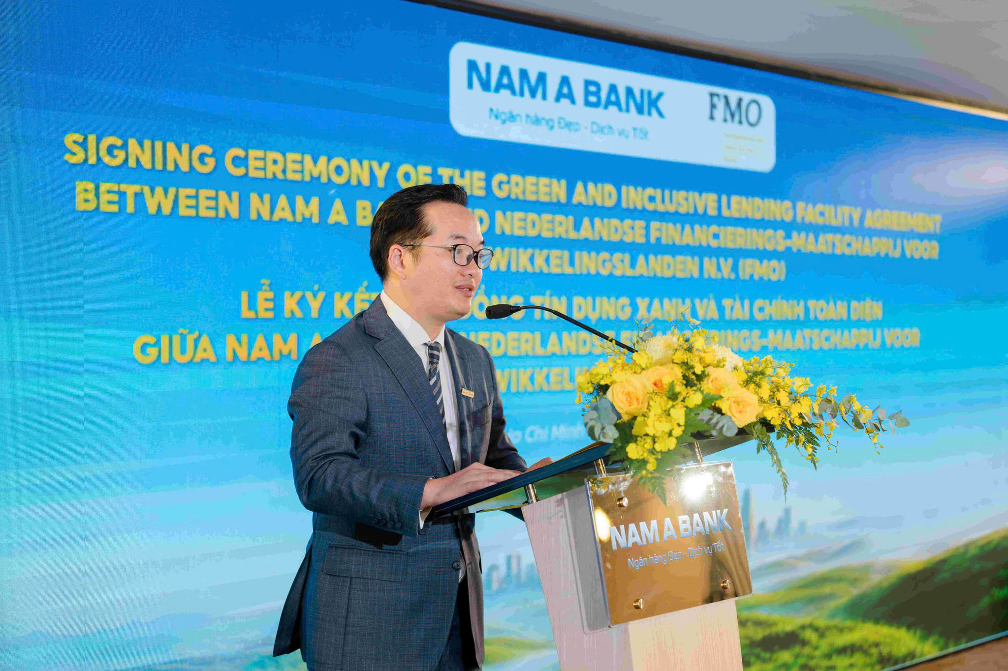 Ông Võ Hoàng Hải – Phó Tổng giám đốc Nam A Bank phát biểu tại sự kiện.